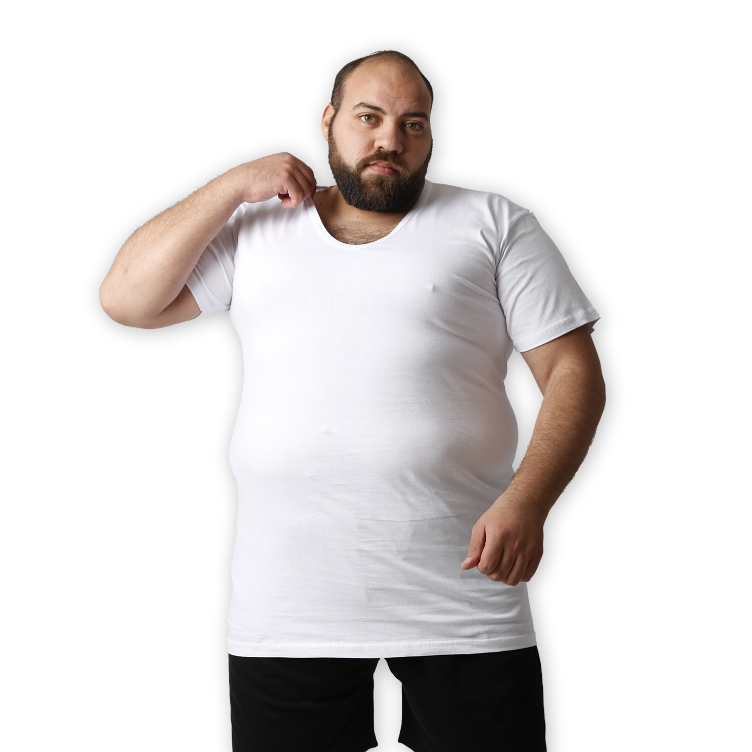 فانيلة نصف كم ياقة مدور قطن (قياس خاص) DAL075V1X